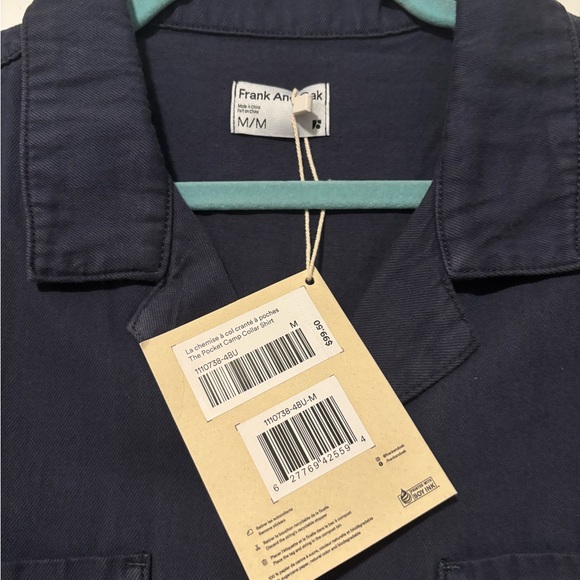 🌙 Frank and Oak Pocket Camp Collar Shirt – Midnight Navy, Men’s Medium (NWT) - Picture 5 of 8